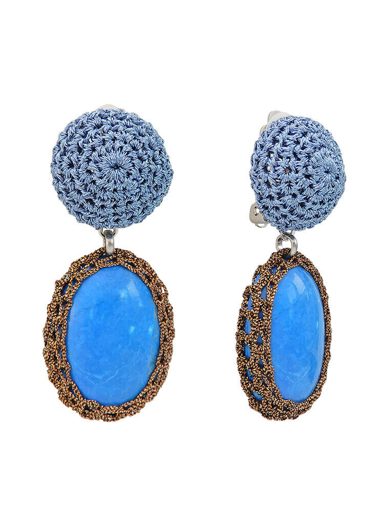 Custom Crochet Turquois Handmade Drop Earrings