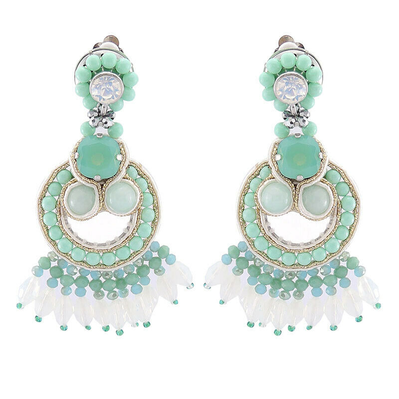 Wholesale Bohemian Statement Handmade Mint Amazonite Combo Earrings Custom Bijoux