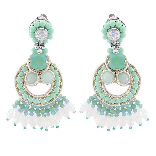 Wholesale Bohemian Statement Handmade Mint Amazonite Combo Earrings Custom Bijoux